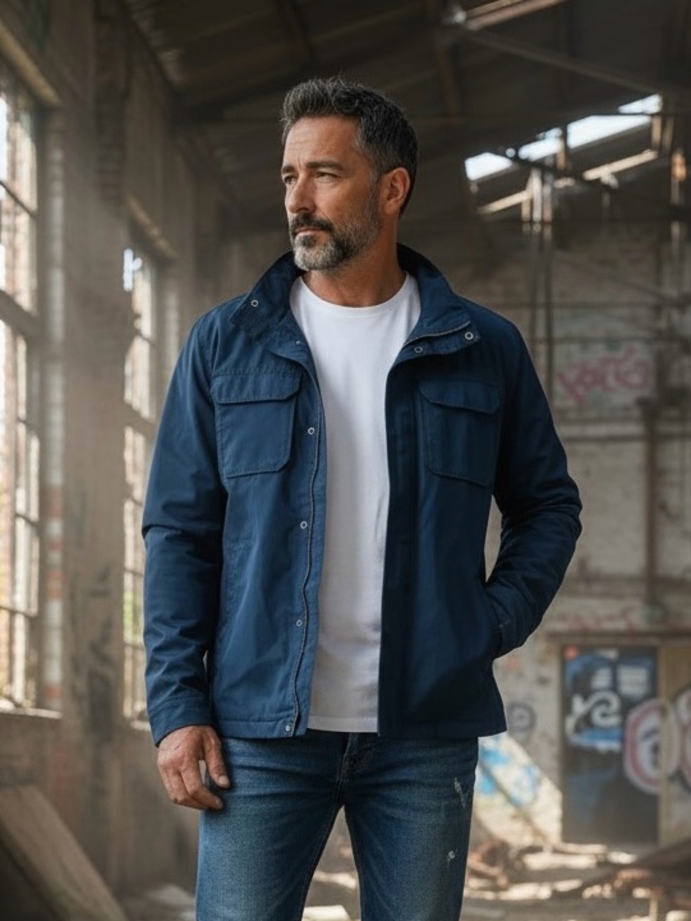 🛠️ George Field Jacket in Navy w/ Gray Lining | Men’s Sz Med | Multifunctional